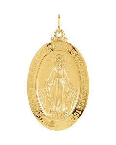 14kt Yellow 29x20mm Oval Miraculous Medal
