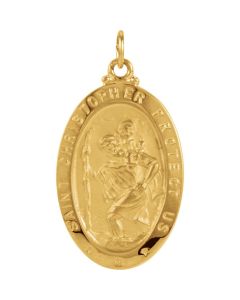 14kt Yellow 25x18mm Oval St. Christopher Medal