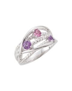Genuine Amethyst & Pink Tourmaline Ring