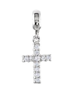 Sterling Silver 13.5x10.1mm CZ Cross Dangle Bead