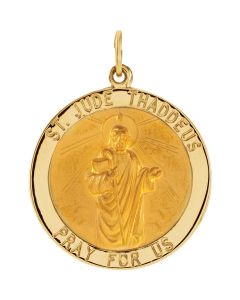14kt Yellow 25mm Round St. Jude Thaddeus Medal