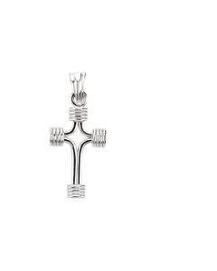 14kt White 24.25x15mm Tubulare Cross Pendant