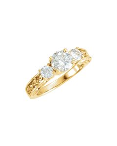 14kt Yellow Created Moissanite 3-Stone Anniversary Ring