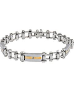 9Mm .02Cttw Dia Steel Bracelet N\A  08.20 Inch