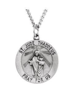 Sterling Silver 22mm Round St. Jude Thaddeus Medal 24