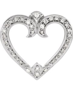 14kt White 1/4 CTW Diamond Heart Pendant Slide