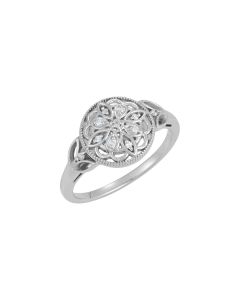 Sterling Silver .06 CTW Diamond Ring Size 6