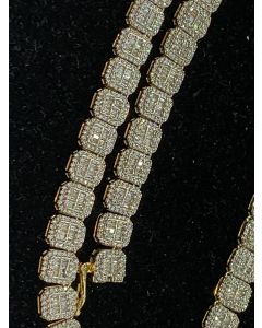 10k GOLD DIAMOND BAGUETTE AND ROUND NECKLACE 9.5CTW