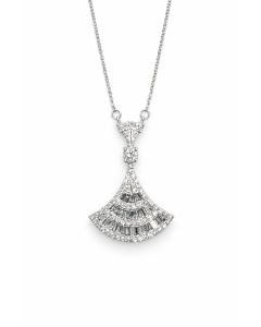 10k White Gold Baguette Necklace with 0.25ctw Natural Diamonds 