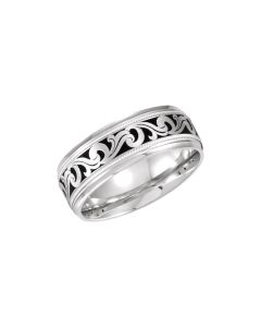 14kt White 7mm Comfort-Fit Enamel Band Size 9