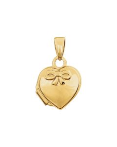 14kt Yellow Heart Embossed Bow Locket