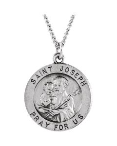 Sterling Silver 18mm Round St. Joseph Medal 18