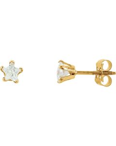 14kt Yellow 4x4mm Youth Star CZ Earrings