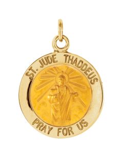 14kt Yellow 14.5mm Round St. Jude Thaddeus Medal