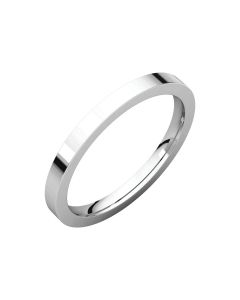 14kt White 2mm Flat Comfort Fit Band
