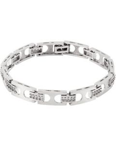 Gents Diamond Bracelet 14K White Gold 02.00 Cttw