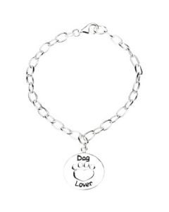 Heart U Back Rhodium Plated Sterling Silver Dog Lover Bracelet Sterling Silver  Bracelet Heart U Back Rhodium Plated Sterling Silver Dog Lover Bracelet