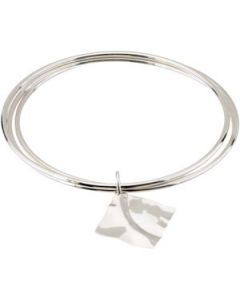Triple Bangle Bracelet With A Wavy Diamond Shaped Dangle Sterling Silver  08.00 Inch Bangle Bracelet With A Wavy Diamond Shaped Dangle