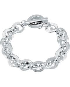 Link Bracelet With Toggle Clasp Sterling Silver  7.75 Inch Link Bracelet With Toggle Clasp