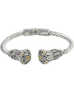 Hinged Cuff Bracelet Sterling Silver & 18K Yellow Gold 07.00 Inch Yellow Hinged Cuff Bracelet