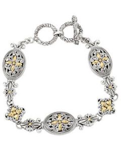 Sterling Silver And 18Ky Adjustable Fashion Bracelet W/Toggle Clasp Sterling Silver & 18K Yellow Gold 07.50-08.00 Inch Sterling Silver & 18Ky Adjustable Fashion Bracelet W/Toggle Clasp