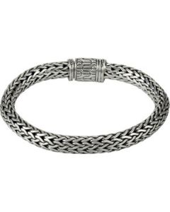 Sterling Silver 8Mm Wheat Bracelet With 18Ky Accent Sterling Silver & 18K Yellow Gold 07.50 Inch Sterling Silver 8Mm Wheat Bracelet With 18Ky Accent