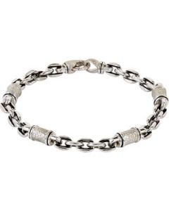 Mens Bracelet 8 1/2 With Hammer Finish Sterling Silver  8 1/2 Inch Men'S Brc