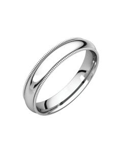 14kt White 4mm Comfort Fit Milgrain Band