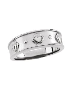 14kt White 8mm Ladies Claddagh Band