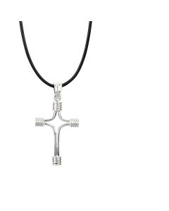 Sterling Silver 33.75x23.25 Tubulare Cross with 18