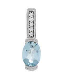 14kt White Aquamarine & .05 CTW Diamond Pendant