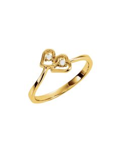 14kt Yellow .02 CTW Diamond Double Heart Ring
