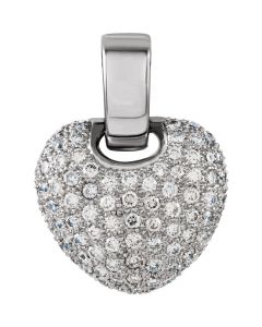 14kt White 1 CTW Diamond Pave Heart Pendant