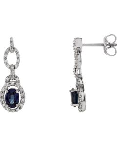 14kt White 1/4 CTW Diamond & Blue Sapphire Earrings