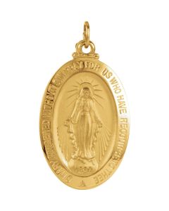 14kt Yellow 26x18mm Oval Miraculous Medal
