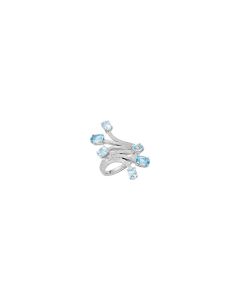 Genuine Aquamarine & Swiss Blue Topaz Ring