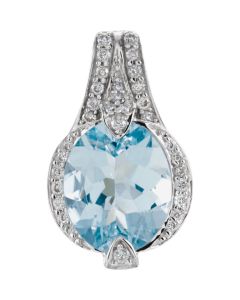 Genuine Aquamarine & Diamond Pendant
