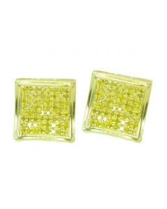 10K Gold Yellow Diamond Earrings Canary Diamonds 0.33ctw Screw Back 9mm Wide
