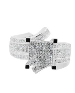 0.45ct Diamond Wedding Ring Bridal Engagement Square top 17mm 10K White gold