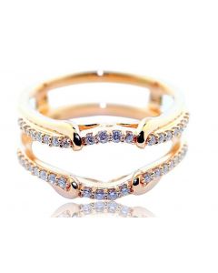 1/4cttw Diamond Ring Jacket 10K Rose Gold Solitaire Guard 8.5mm Wide 