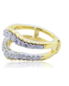 3/4cttw Diamond Ring Guard Solitaire Jacket 10K Gold And White Gold Tone 13mm Wide