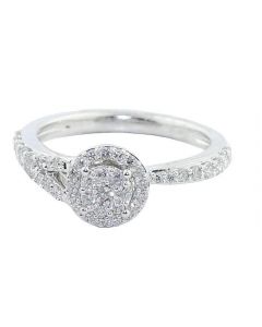 14K White Gold Bridal Engagement Ring 0.62cttw Diamonds 