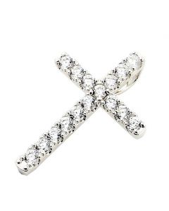 Sterling silver Cross Charm With Cubic Zarcons CZ Pave Set 31mm Tall Mens or Womens Cross Pendant