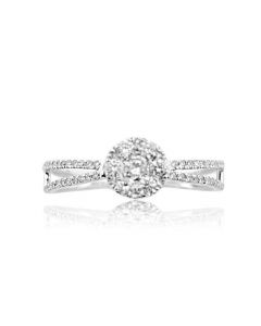Diamond Ladies Engagement Ring Halo sS 0.39cttw 14K White Gold Split Shoulder