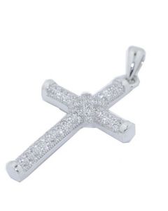 Sterling silver Cross Charm With Cubic Zarcons CZ Pave Set 32mm Cross Pendant