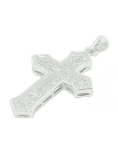 Sterling silver Cross Charm With Cubic Zarcons CZ Pave Set 33.5mm Tall Mens Cross Pendant