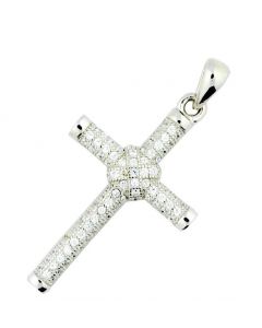 Sterling silver Cross Charm With Cubic Zarcons CZ Pave Set 32mm Tall Cross Pendant