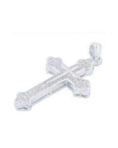 Sterling silver Cross Charm With Cubic Zarcons CZ Pave Set 31.5mm Tall Cross Pendant