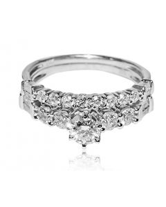 1cttw Diamond Wedding Set Bridal Engagement Ring And Wedding Band 14K White Gold