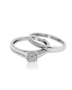 0.33ctw Diamond Bridal Wedding Ring Set 10K White Gold 6mm Wide Set
